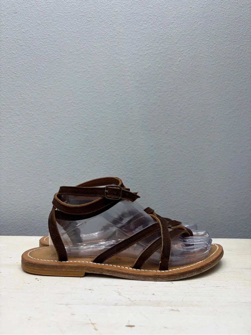 K. Jacques Brown Leather Zenobie Ankle Strap Sandals Size 40